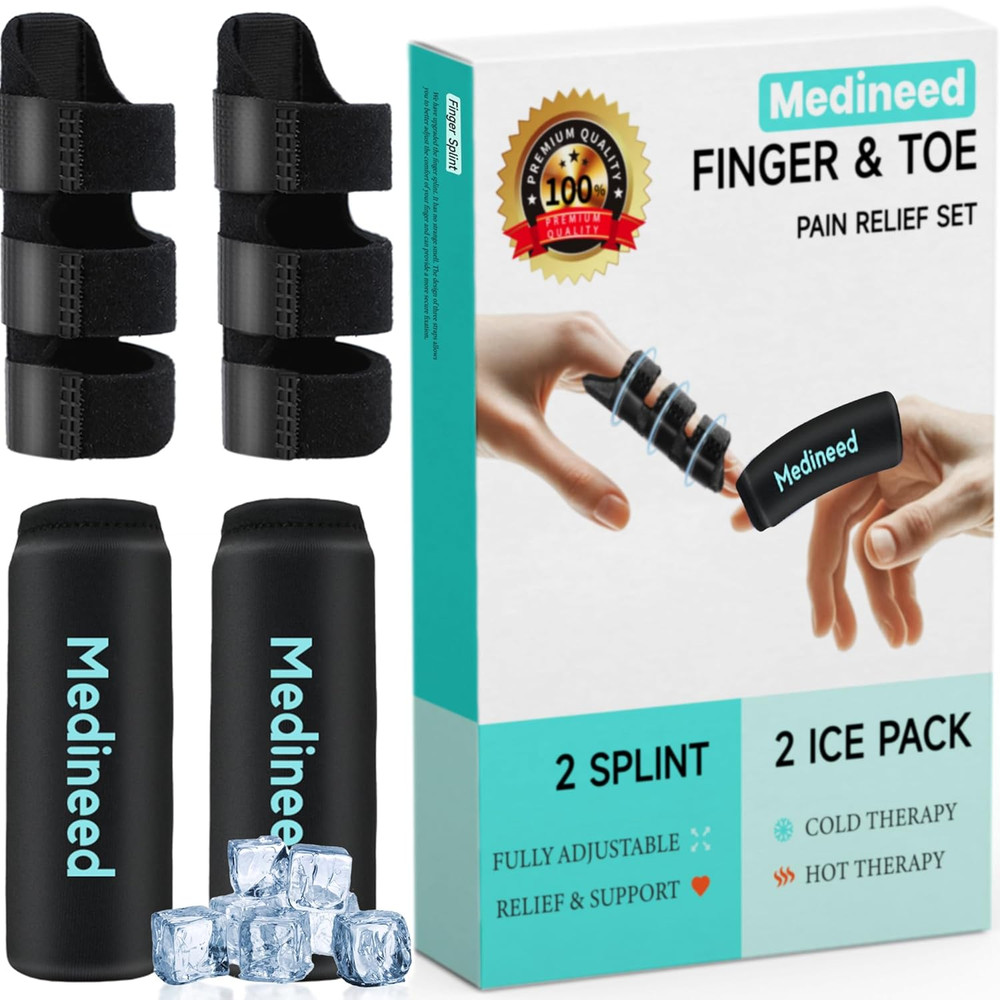 2PCS Finger Ice Pack & 2PCS Trigger Finger Splint, Thumb Splint & Sleeves Col...