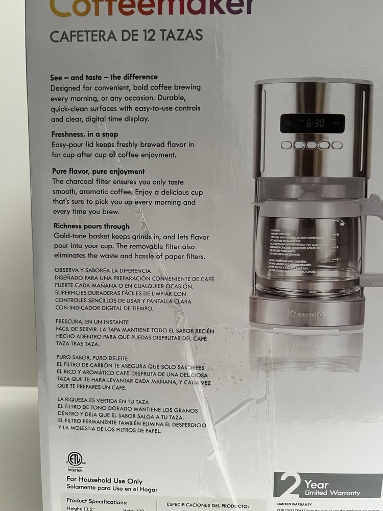 Kenmore 12 Cup White/Stainless Aroma Control Programmable Coffee Maker EUC