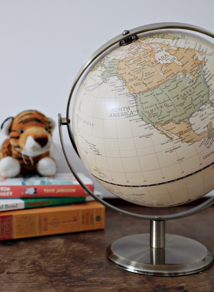Exerz 8" Antique Globe With Bronze Base - World Globe Rotating All Direction ...