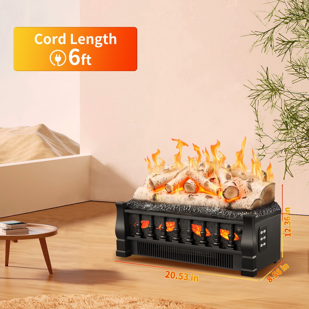 21" Electric Fireplace Log Set Heater,Remote Control,Flame Brightness Adjustable