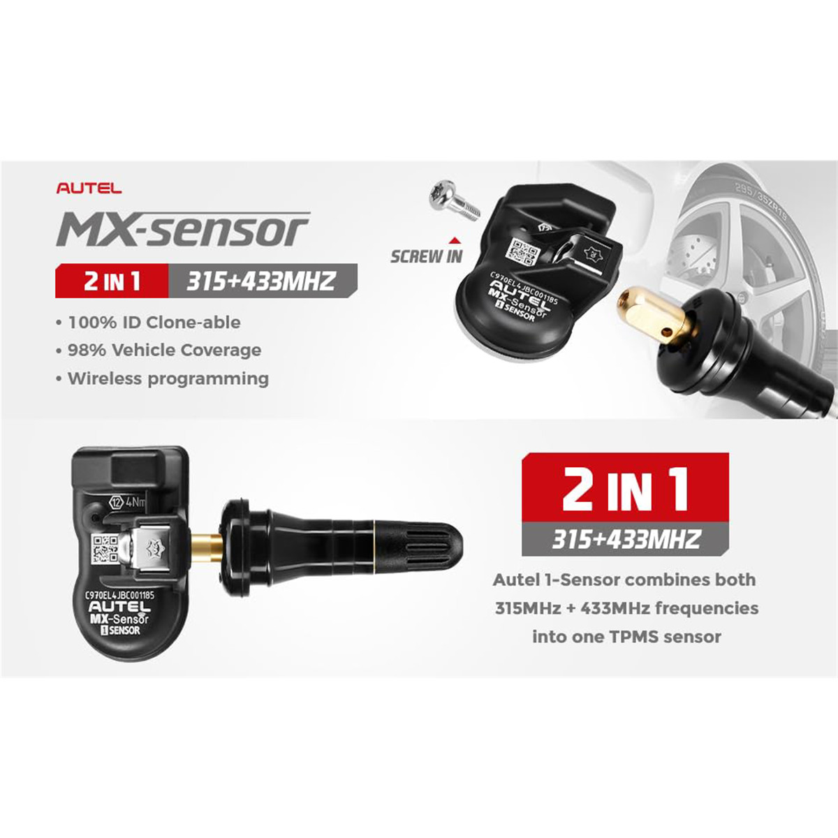 Autel 300010 TPMS Sensor Bulk Pack 20 Programmable Sensors Dual Frequency