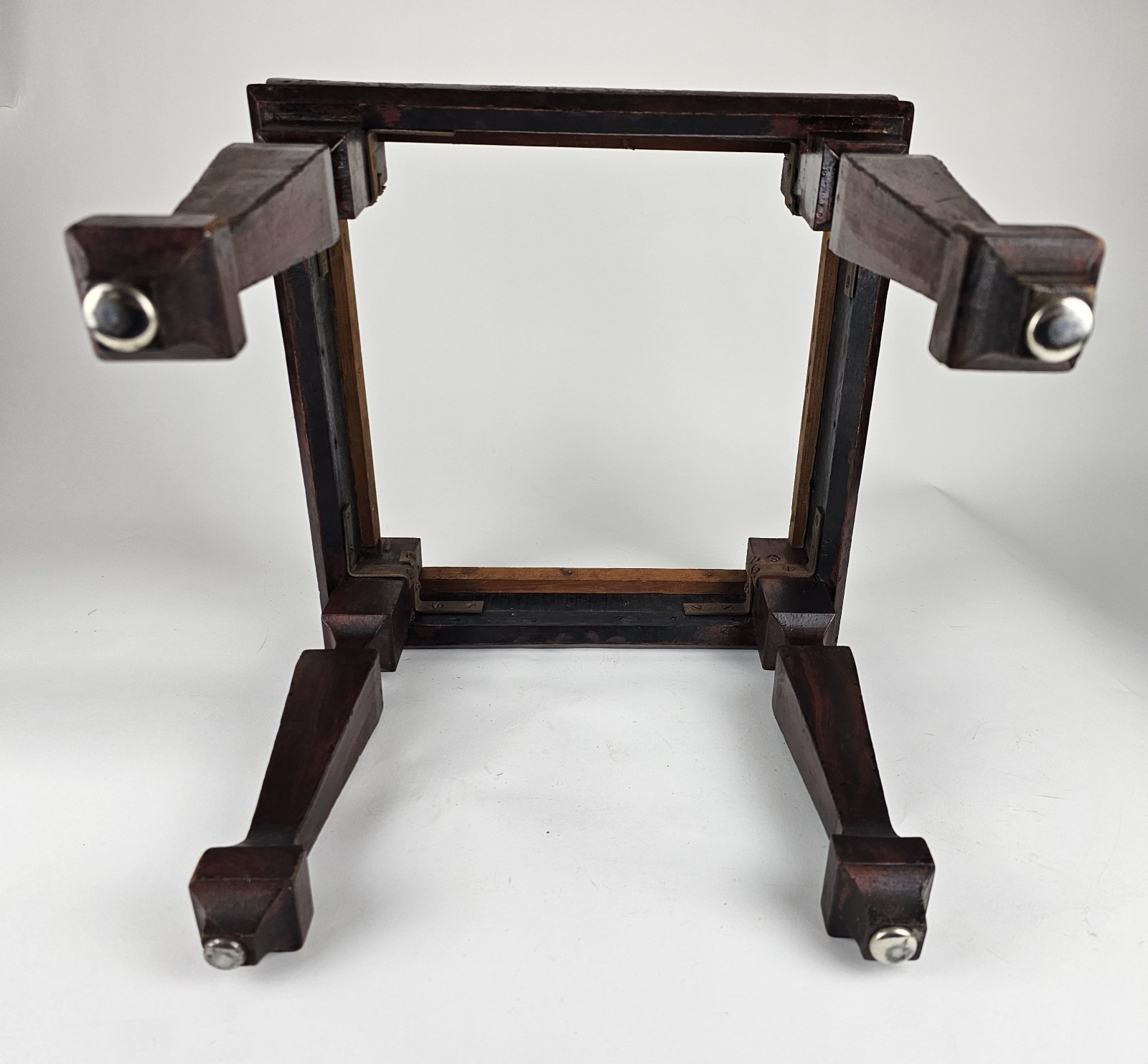 Antique Floral Needlepoint Footstool Victorian Decorative Stool (c. 1890–1915)