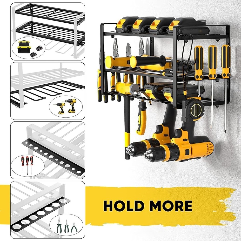3-layer 4-slot storage rack - Wall-mounted tool storage rack