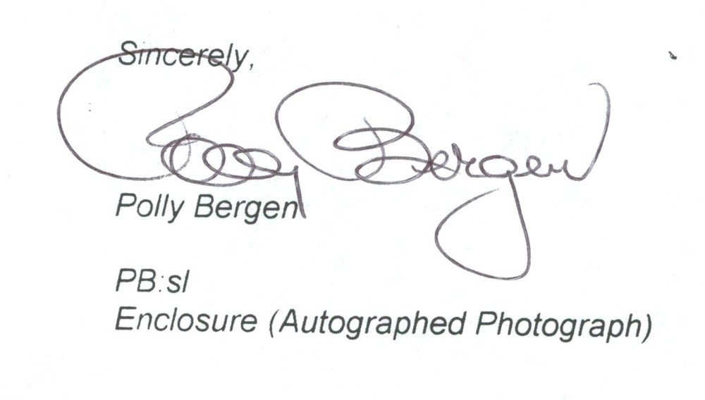 Polly Bergen Signed Letter