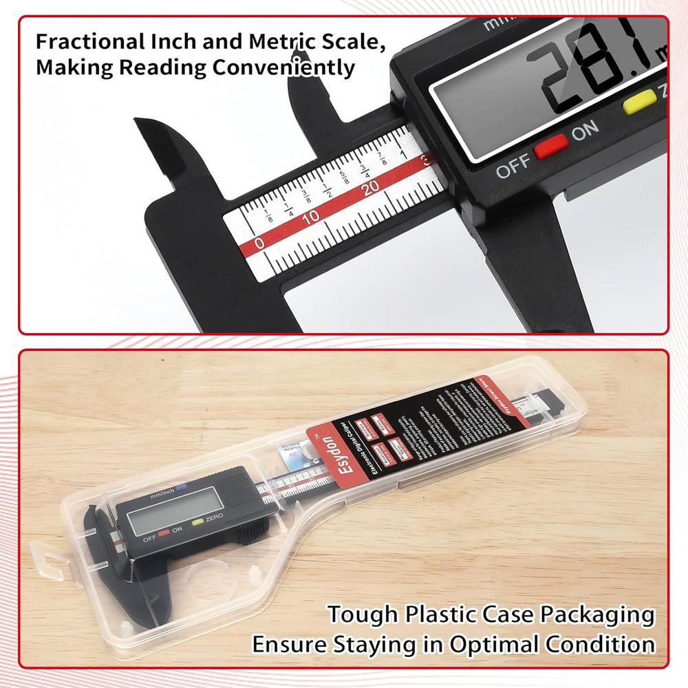 Digital Caliper, Upgraded Calipers 6 Inch, Measuring Tool, Electronic Ruler, wi