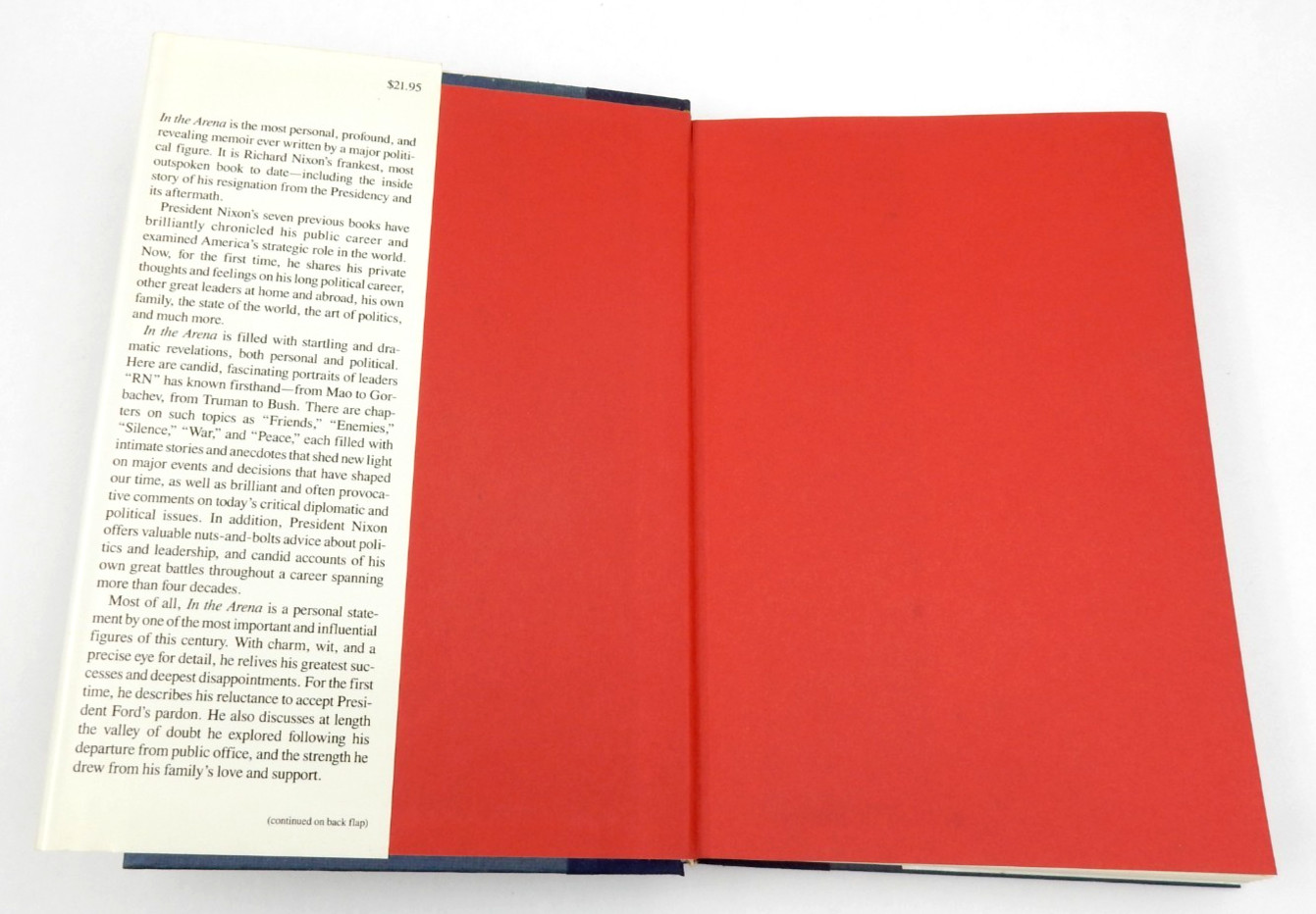 SIGNED PRESIDENT RICHARD NIXON HARDCOVER BOOK IN THE ARENA 1990 SIMON & SCHUSTER