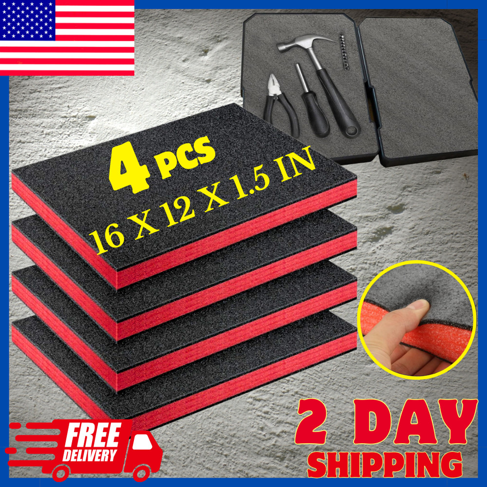 4 PCS Cuttable Polyurethane Foam Pads Sheets Craft Foam ToolBox Insert for Cases