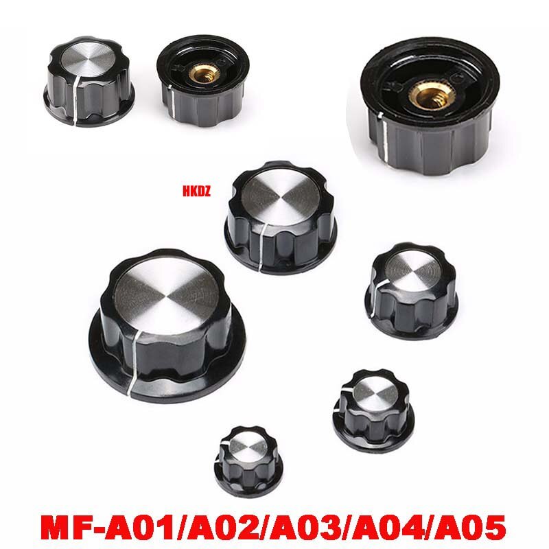 Black Control Knobs Bakelite with Aluminium Inlay Potentiometer Pot MF-A01~A05