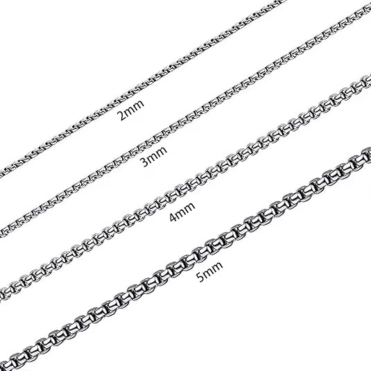 Stainless Steel Chain Necklace 16-36" Smooth Box Rope Silver 2/3/4/5/6/7mm N69