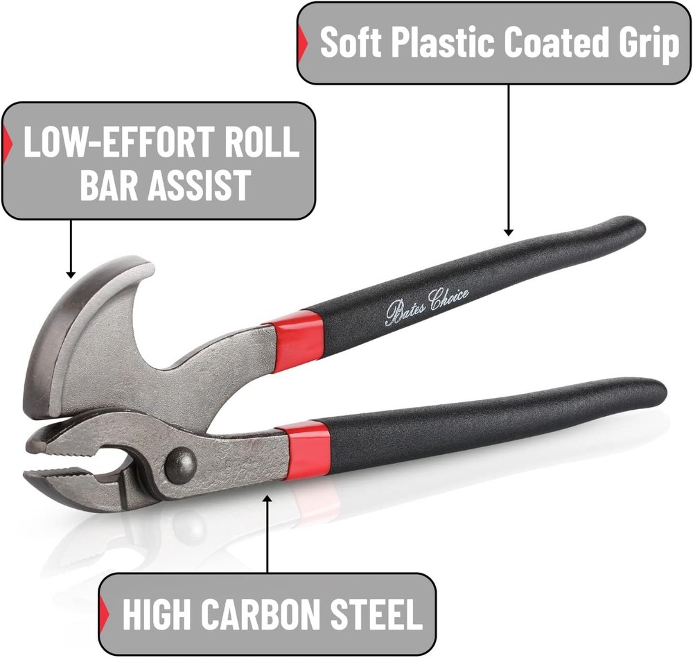 Nail Puller Iron 11-Inch Carpenter Hand Tool with Plastic Grip for Construction