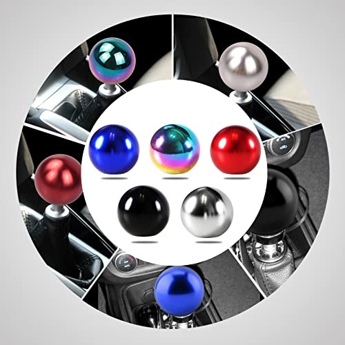 Universal Round Ball Gear Shift Knob,Chrome Finish Aluminum Shifter Knobs Black