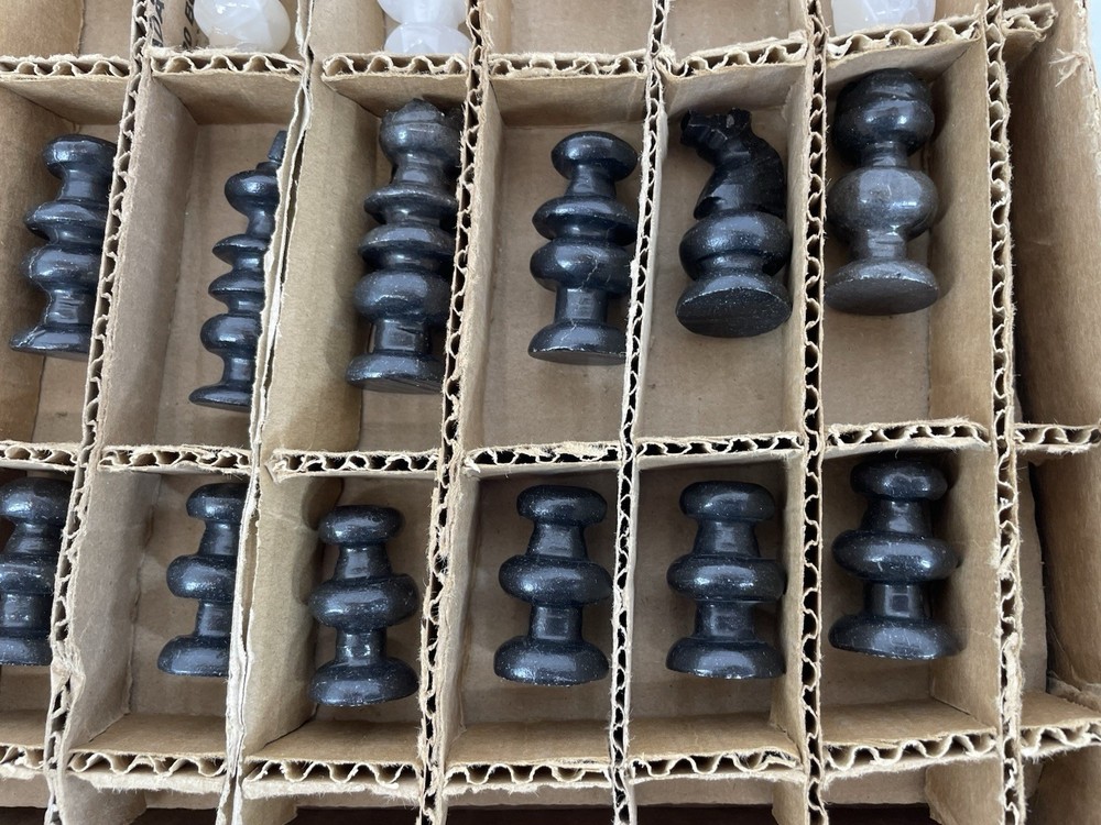 Vintage Marble & Onyx Chess Set Complete