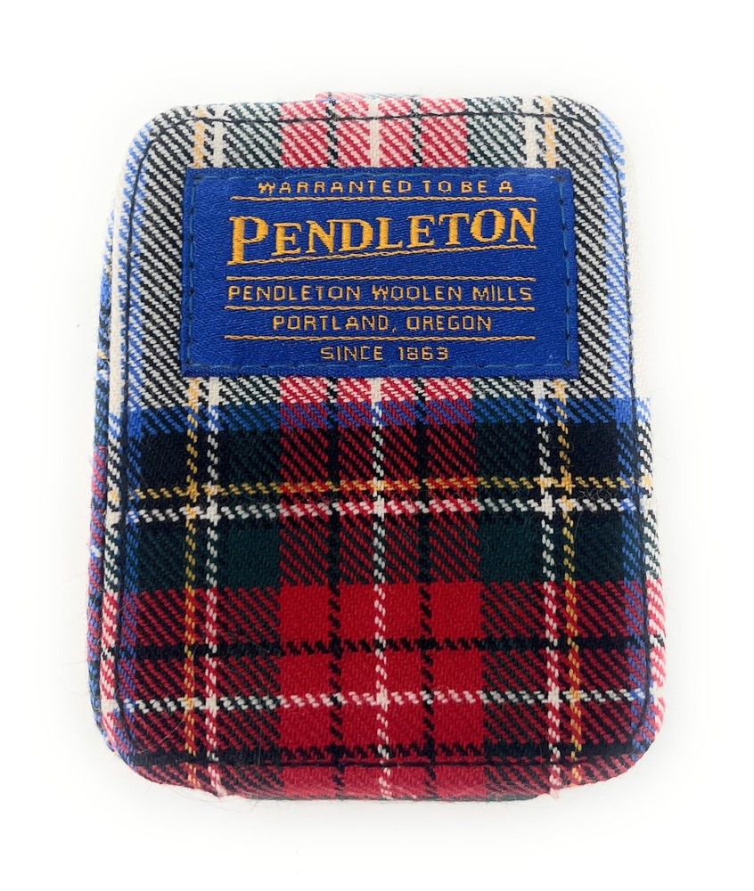 Pendleton Red Plaid Travel Clock 100% Wool Shell