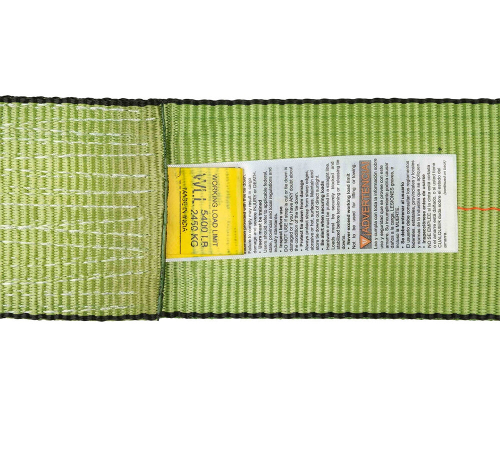 (2 Pack) 4"x5' Roll Off Container Green Winch Strap w/ Large Flat Hook for Truck