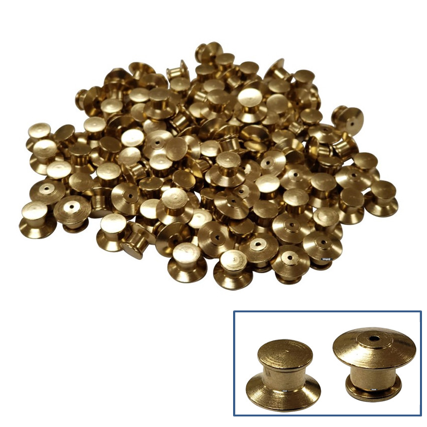 Brass Locking Flat head Backs Clasp Clutch MADE IN USA Pkg 100 PCS