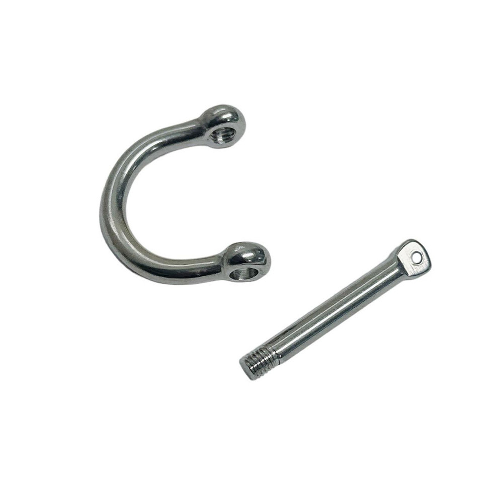 3/16" Wide D-Shackle Marine Grade Screw Pin 650 Lb WLL Stainless Steel T316