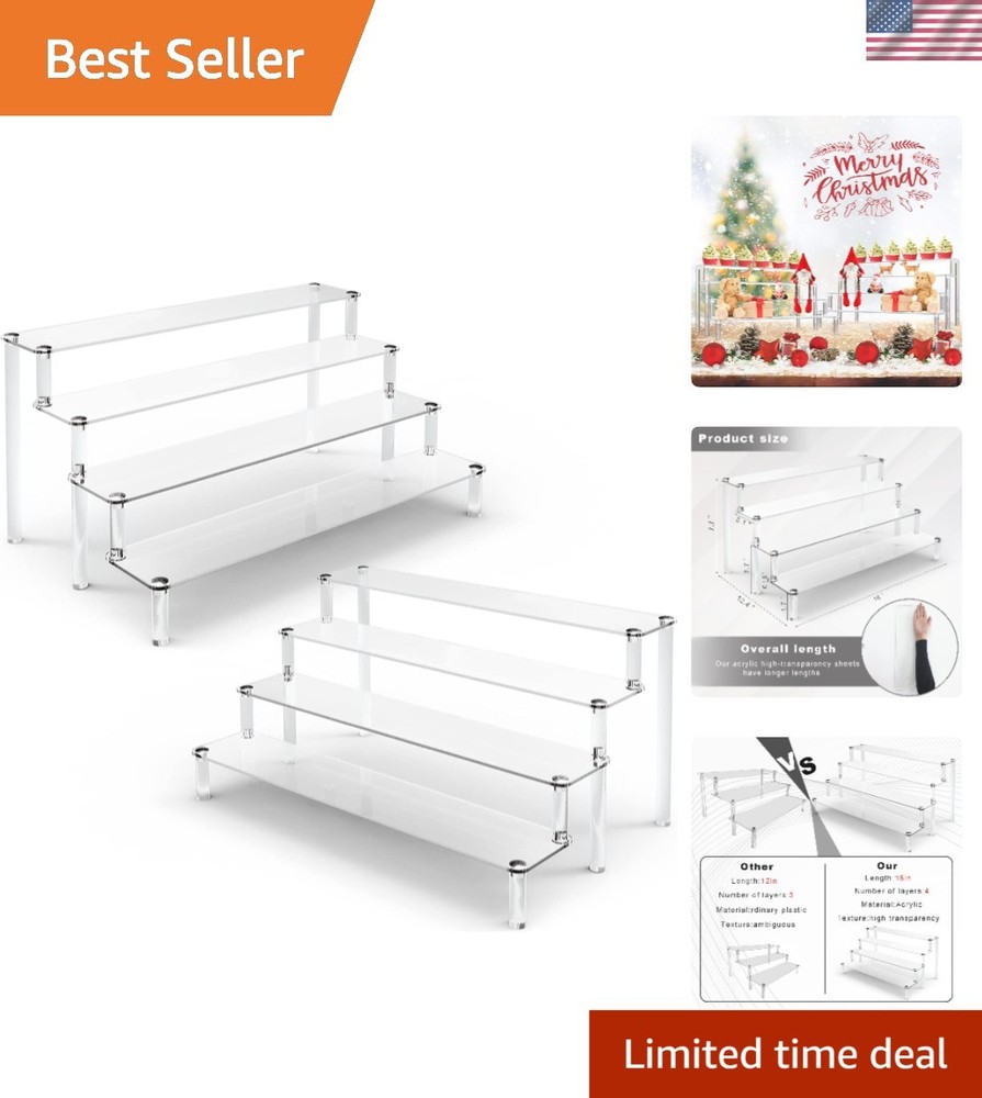 Sturdy 2 Pack Clear Acrylic Display Risers - Ideal for Cosmetics & Cupcakes