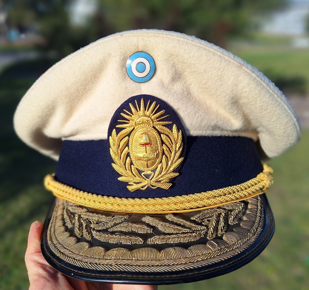 WW II PRE 1943 PERON REVOLUTION ARGENTINA ARMY EMBROIDERY GENERAL WITHE HAT CAP