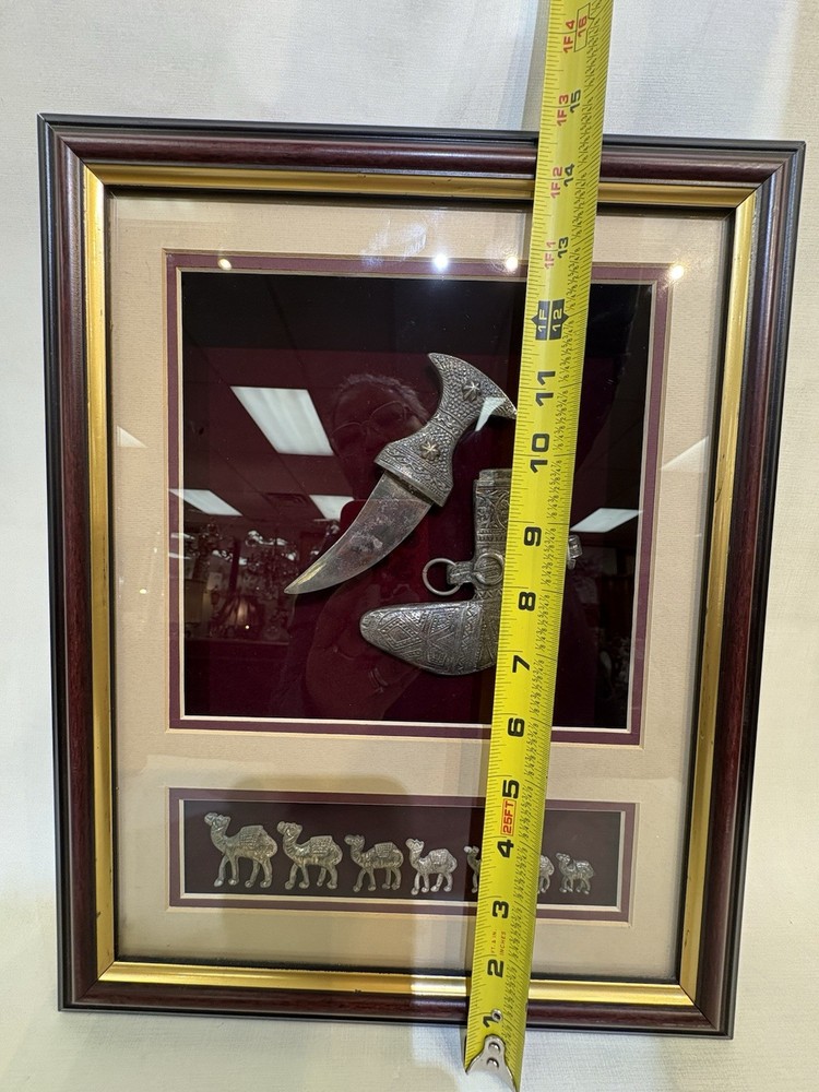 Framed Omani Khanjar Dagger Silver Plate