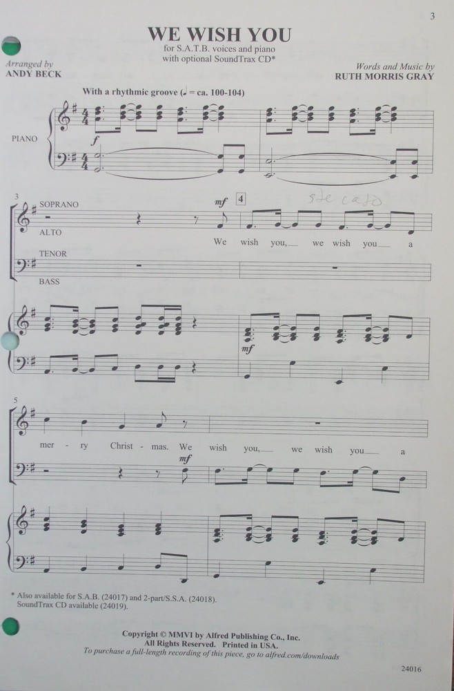 We Wish You SATB arr beck single copy FS
