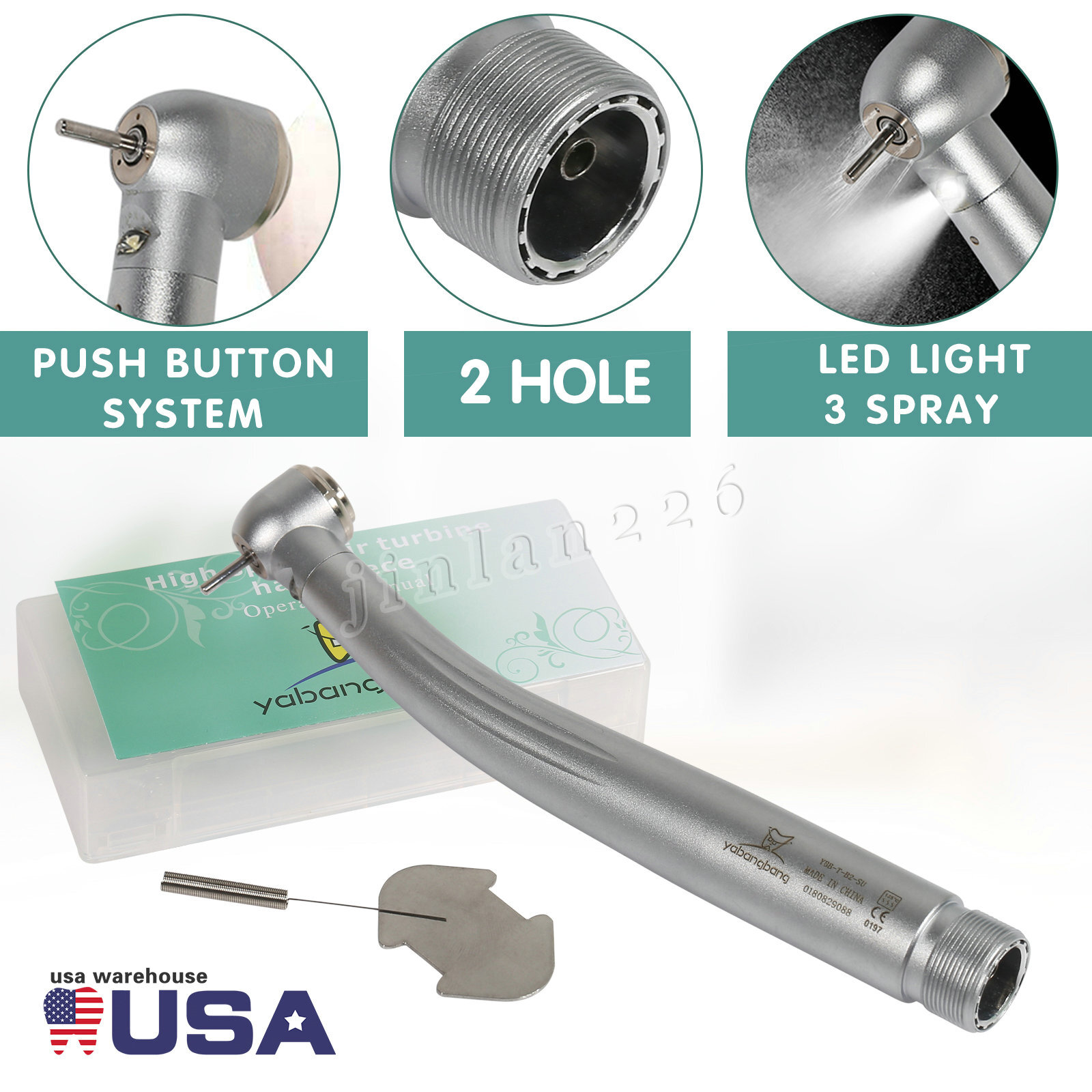 Pieza de mano LED turbina alta velocidad fibra óptica dental estilo NSK 2/4 Hole