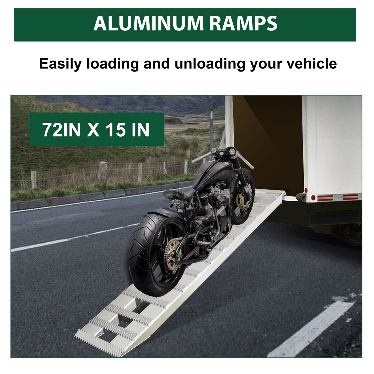 72"x15" Pair Aluminum 8500 LBS Hook Ramps Car Truck Trailer Auto Hauler Tractor