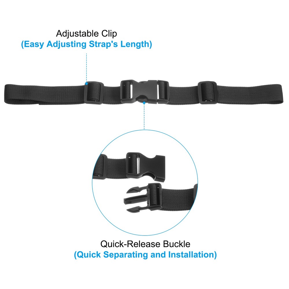 2 x Backpack Chest Strap Adjustable Strap with Quick-Release Buckle Black