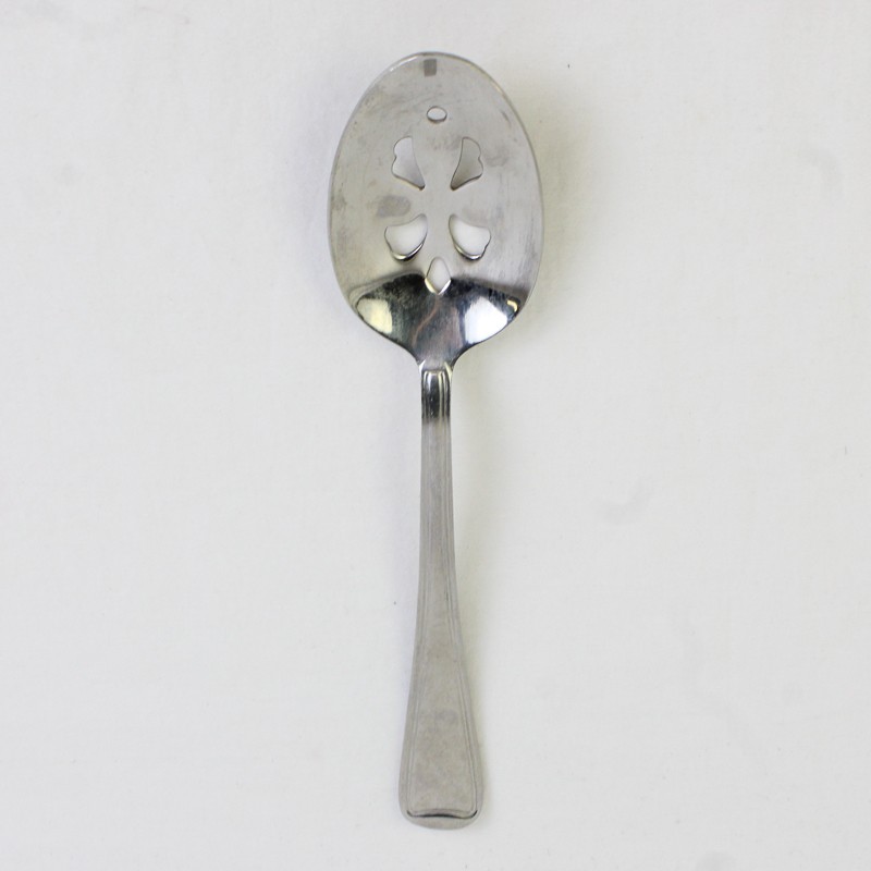 A Wallace Silver Monroe Pattern Pierced Serving Spoon 18/10 Stainless Good 8.25"