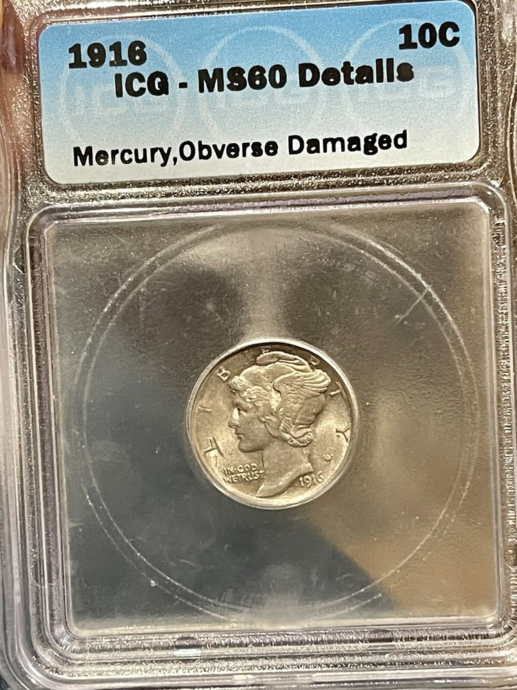 1916 Mercury Dime ICG MS60 #210.30