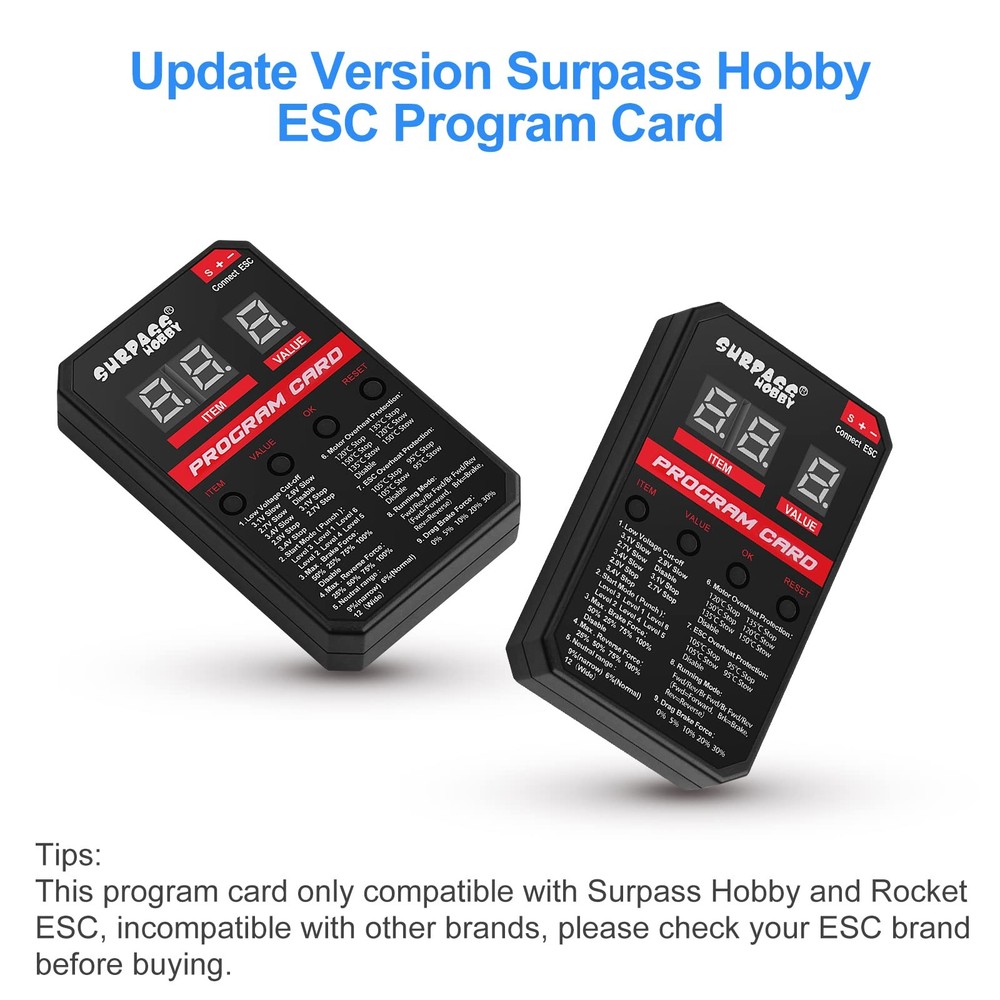 Surpass Hobby ESC Programming Card LED Programmer Fits Rocket Brushless ESC