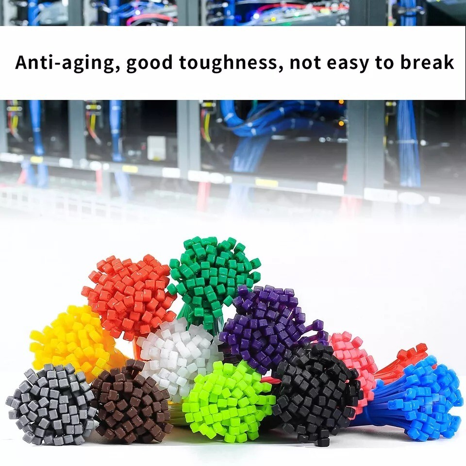 1200 Pcs Mixed Colored Zip Ties, 4 Inch Multicolor Self-Locking Nylon Cable Zip