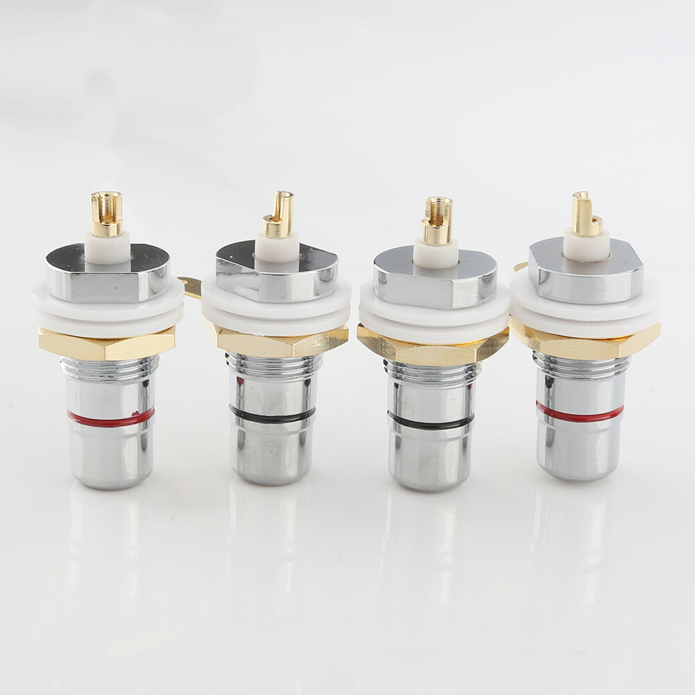 8PCS Rhodium Gold Plated RCA Socket HiFi Audio Phono Female Plugs Jack AMP DIY