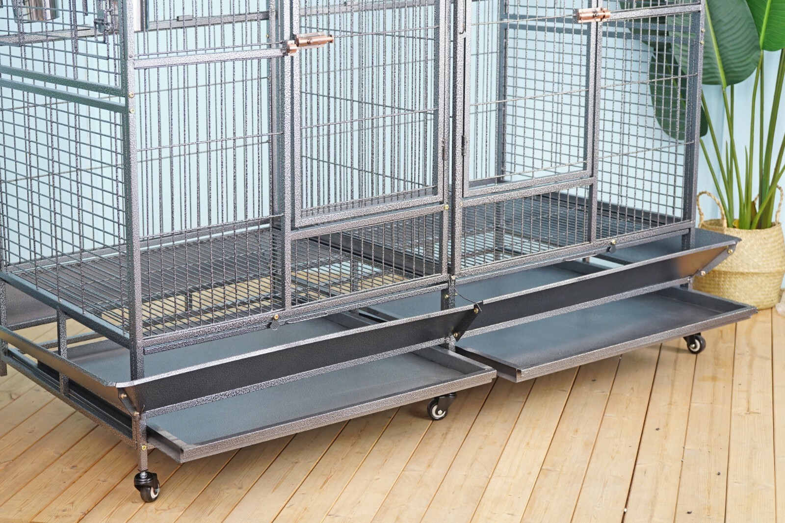 Double Bird Cage with center divider for Parrot Macaw Aviary W64xD32xH73 NEW