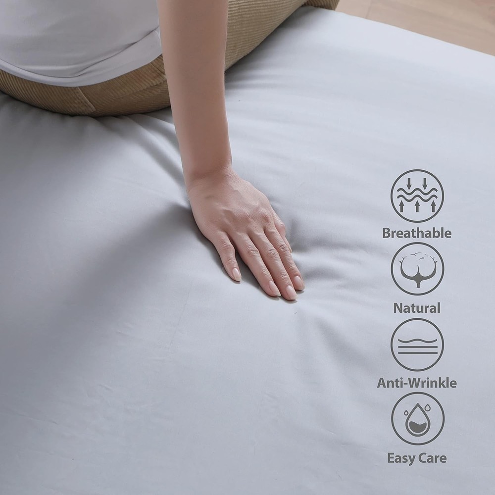 King Size 100% Egyptian Cotton Fitted Sheets 600 Thread King, Solid-gray