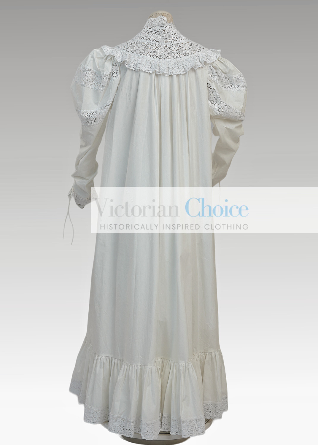 White Victorian Edwardian Vintage Cotton Lace Nightgown Nightdress Ankle Length