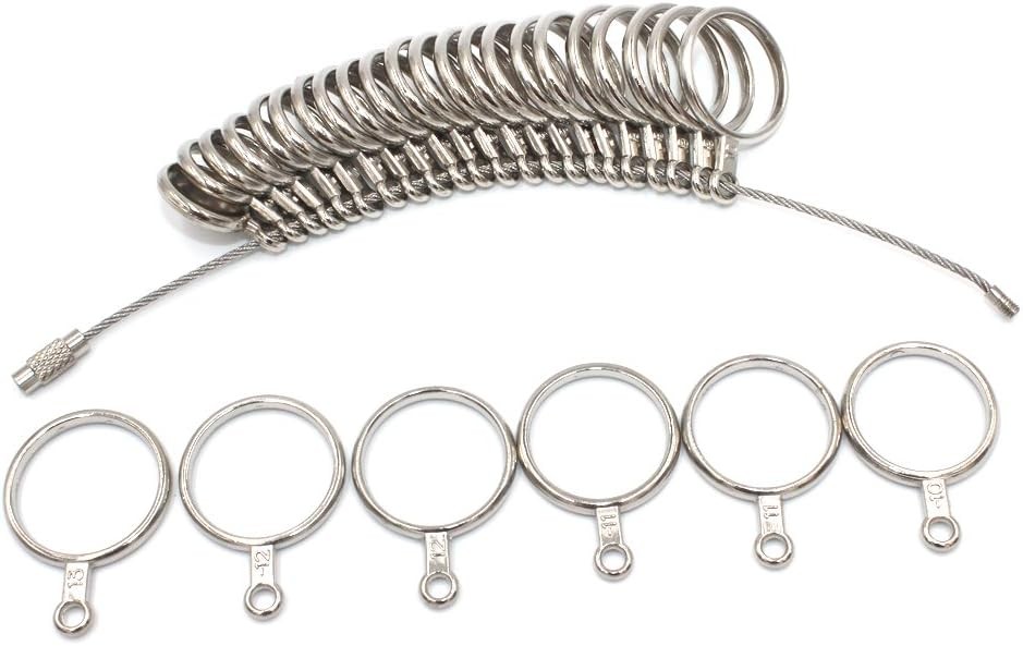 Ring Sizer Measuring Tool Set Metal Finger Sizing Gauge Rings Measurement...