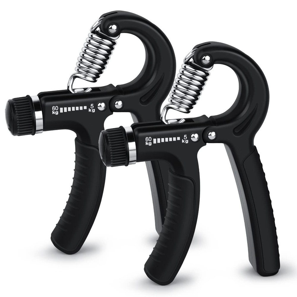 2 Pcs Hand Grip Strengthener Exerciser Workout Squeezer, black