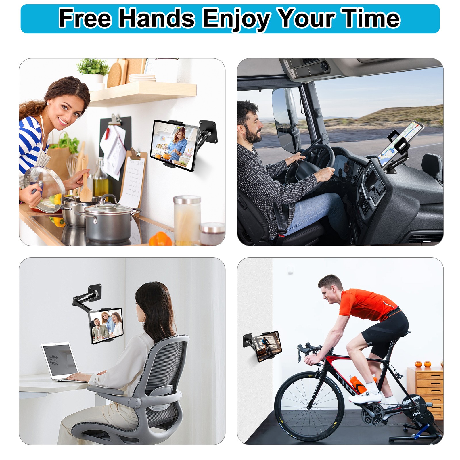 Tablet Wall Mount Holder 360° Rotating for 4.7-12.9"iPad Pro Air Mini Galaxy Tab