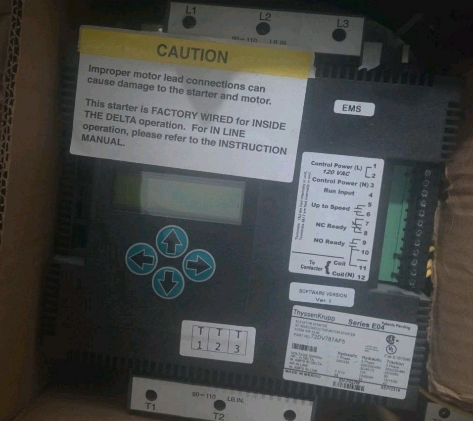 Simens ThyssenKrupp Series E04 Elevator Starter 72DV787AF5 120VAC