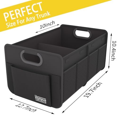 Car Trunk Organizer, Collapsible Multi-Compartment Car 2 Compart-Small Black