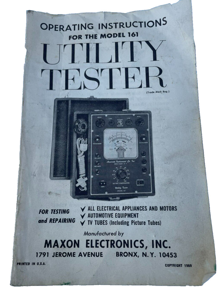 Maxon Electronics Inc. Utility Tester Battery Compensato for Model 161