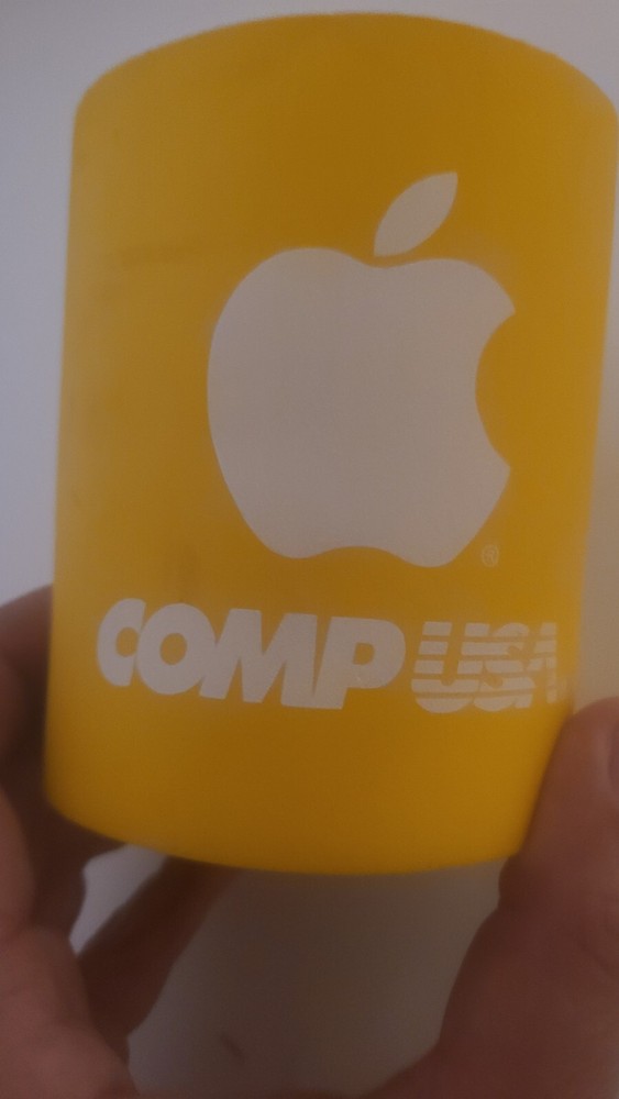 COMPUSA Apple logo koozie