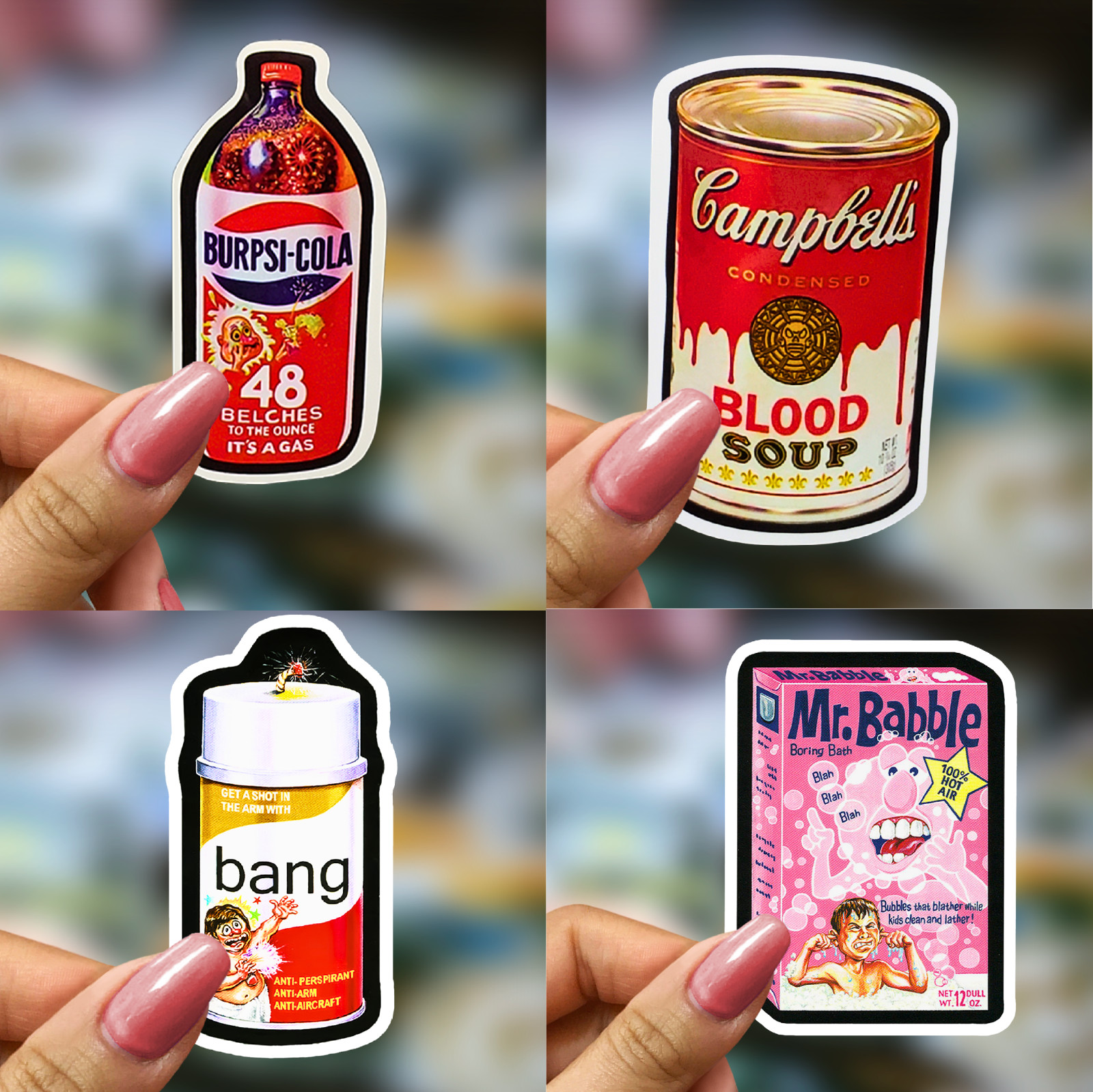 50pcs Waterproof Wacky Spoof Food Vinyl Stickers Pack for Water Bottles, Laptops