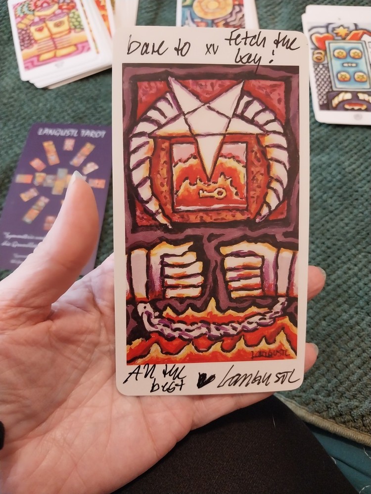 LANGUSTL TAROT DECK 2008 WITH CARD SIGNED BY AUTHOR