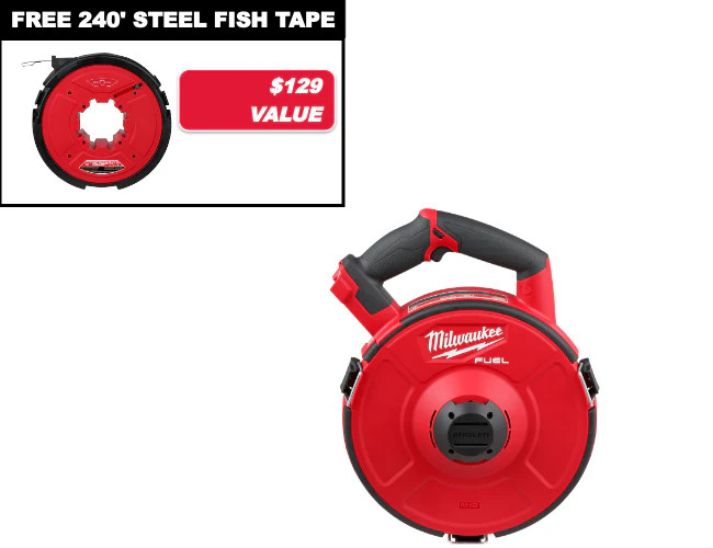 Milwaukee 2873-20S240 M18 FUEL 18V Angler Pulling Fish Tape w/ 240' x 1/8" Steel