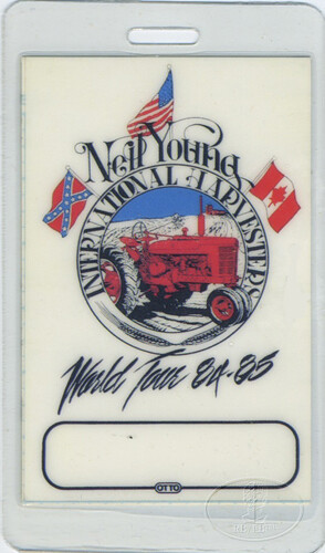NEIL YOUNG 1984 International Harvesters Tour Laminated Backstage Pass