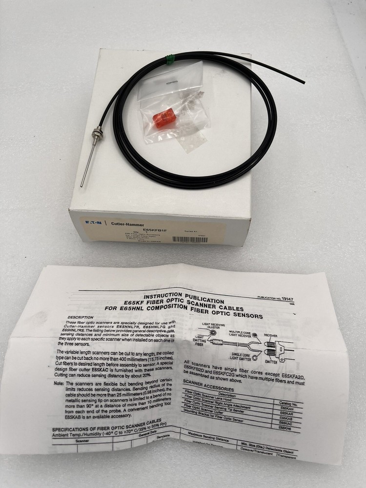 Cutler-Hammer: E65 Fiber Optic Accessory, E65KFB1F. Var. length. 40mm probe