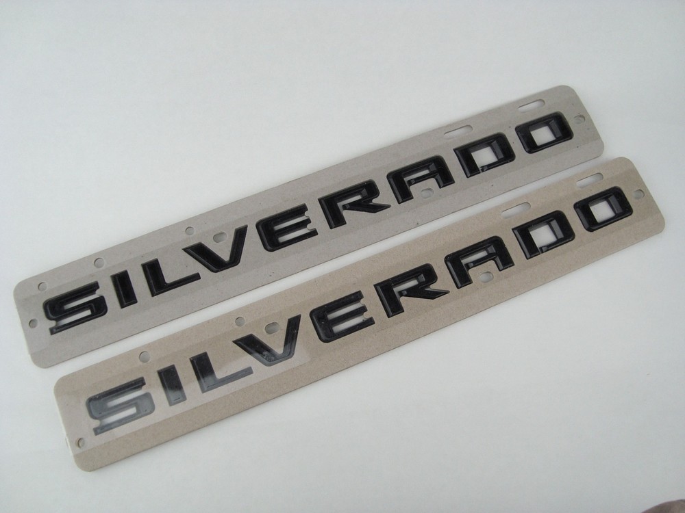2 Chevrolet Silverado Script Emblems OEM 07-19 15129652 Black 1500 2500 3500 A2