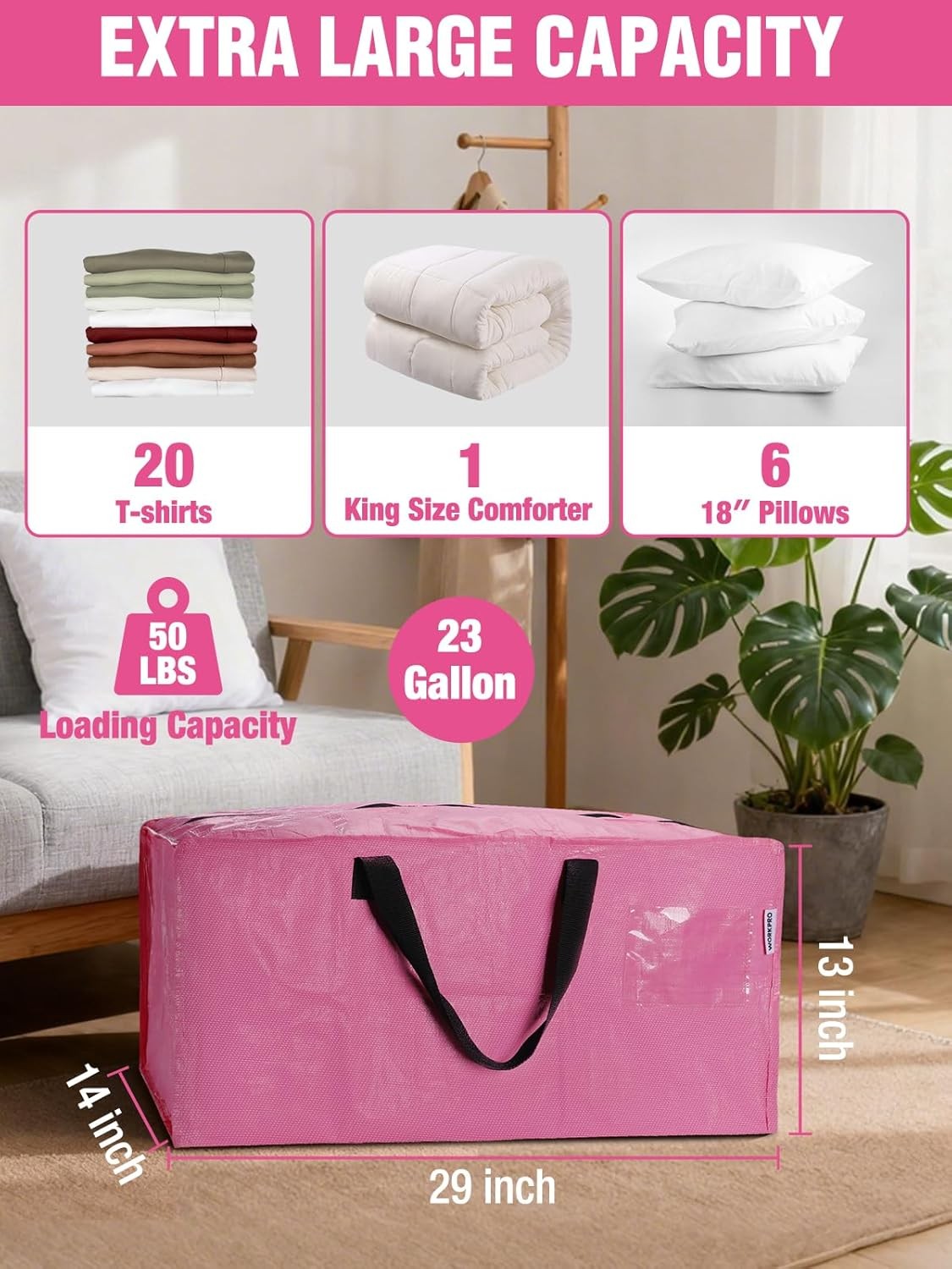 WORKPRO 4PC Heavy-Duty Extra Large Moving Bag Storage Tote w/Zipper Carry Handle