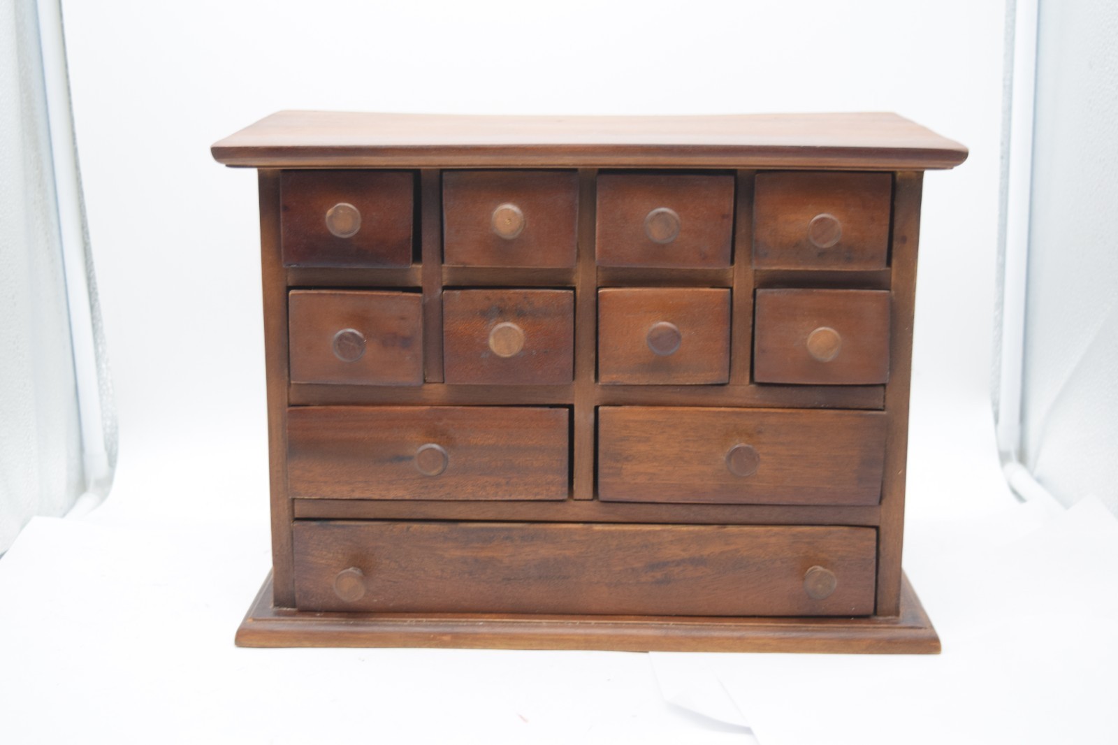 Vintage Wooden Apothecary Cabinet 11 Drawer Desktop Organizer Chest 14x10